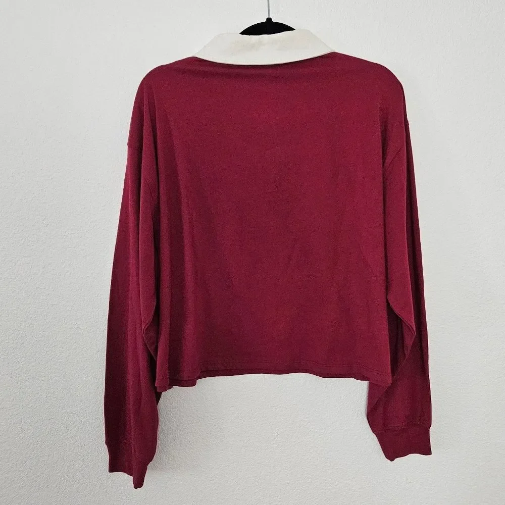 Mighty Fine Burgundy Long Sleeve Shirt with Pink Number 10 Size 2X